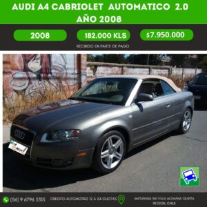 AUDI A4 CABRIOLET automático Turbo Motor 2.0 AÑO 2008